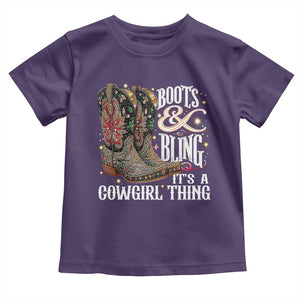 Funny Boots And Bling Its A Cowgirl Thing Toddler T Shirt Western Country Girl Boots TS11 Purple Print Your Wear