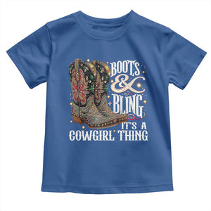 Funny Boots And Bling Its A Cowgirl Thing Toddler T Shirt Western Country Girl Boots TS11 Royal Blue Print Your Wear