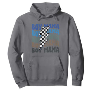 Funny Boy Mama Hoodie Mother's Day Checkered Lightning Bolt TS11 Charcoal Print Your Wear