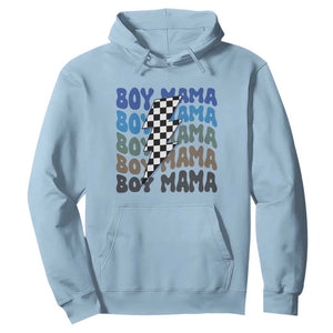 Funny Boy Mama Hoodie Mother's Day Checkered Lightning Bolt TS11 Light Blue Print Your Wear