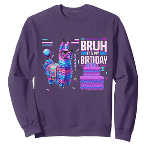 Funny Bruh It's My Birthday Sweatshirt Llama Pinata Gaming Bday TS11 Purple Print Your Wear