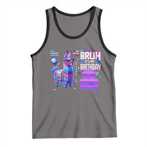 Funny Bruh It's My Birthday Tank Top Llama Pinata Gaming Bday TS11 Deep Heather Black Print Your Wear