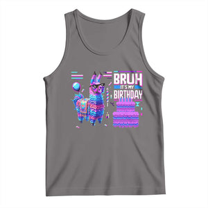 Funny Bruh It's My Birthday Tank Top Llama Pinata Gaming Bday TS11 Deep Heather Print Your Wear