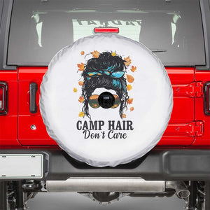 Funny Camping Lover Spare Tire Cover Camp Hair Don't Care Messy Bun Camper TS11 White Print Your Wear