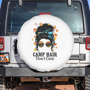 Funny Camping Lover Spare Tire Cover Camp Hair Don't Care Messy Bun Camper TS11 No hole White Print Your Wear