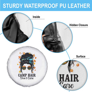 Funny Camping Lover Spare Tire Cover Camp Hair Don't Care Messy Bun Camper TS11 Print Your Wear