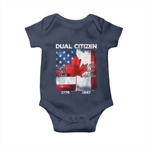 Funny Canadian American Baby Onesie Dual Citizen Liberty Or Death A Mari Usque Ad Mare TS11 Navy Print Your Wear