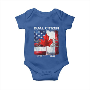 Funny Canadian American Baby Onesie Dual Citizen Liberty Or Death A Mari Usque Ad Mare TS11 Royal Blue Print Your Wear