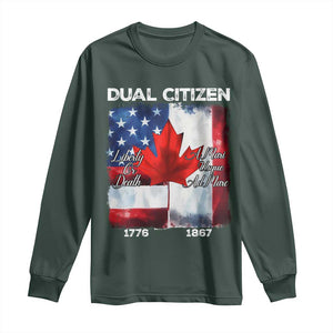 Funny Canadian American Long Sleeve Shirt Dual Citizen Liberty Or Death A Mari Usque Ad Mare TS11 Dark Forest Green Print Your Wear