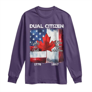 Funny Canadian American Long Sleeve Shirt Dual Citizen Liberty Or Death A Mari Usque Ad Mare TS11 Purple Print Your Wear