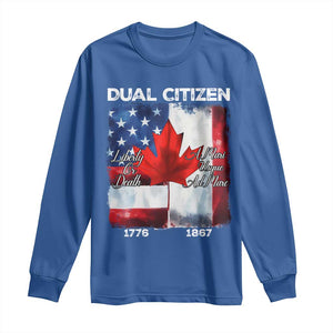 Funny Canadian American Long Sleeve Shirt Dual Citizen Liberty Or Death A Mari Usque Ad Mare TS11 Royal Blue Print Your Wear