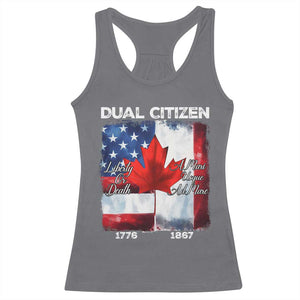 Funny Canadian American Racerback Tank Top Dual Citizen Liberty Or Death A Mari Usque Ad Mare TS11 Charcoal Print Your Wear