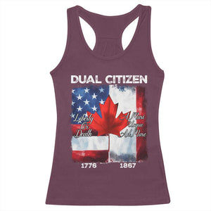 Funny Canadian American Racerback Tank Top Dual Citizen Liberty Or Death A Mari Usque Ad Mare TS11 Maroon Print Your Wear