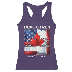 Funny Canadian American Racerback Tank Top Dual Citizen Liberty Or Death A Mari Usque Ad Mare TS11 Purple Print Your Wear