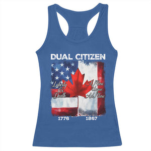 Funny Canadian American Racerback Tank Top Dual Citizen Liberty Or Death A Mari Usque Ad Mare TS11 Royal Blue Print Your Wear