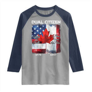 Funny Canadian American Raglan Shirt Dual Citizen Liberty Or Death A Mari Usque Ad Mare TS11 Sport Gray Navy Print Your Wear