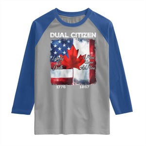 Funny Canadian American Raglan Shirt Dual Citizen Liberty Or Death A Mari Usque Ad Mare TS11 Sport Gray Royal Print Your Wear