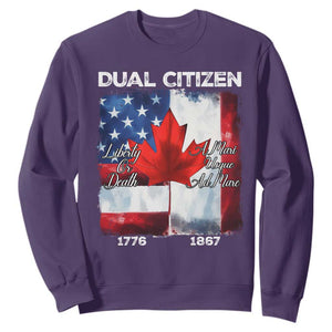 Funny Canadian American Sweatshirt Dual Citizen Liberty Or Death A Mari Usque Ad Mare TS11 Purple Print Your Wear