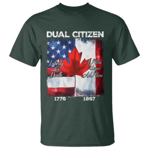 Funny Canadian American T Shirt Dual Citizen Liberty Or Death A Mari Usque Ad Mare TS11 Dark Forest Green Print Your Wear