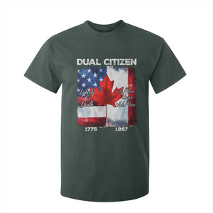 Funny Canadian American T Shirt For Kid Dual Citizen Liberty Or Death A Mari Usque Ad Mare TS11 Dark Forest Green Print Your Wear
