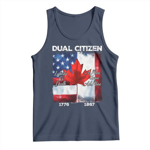 Funny Canadian American Tank Top Dual Citizen Liberty Or Death A Mari Usque Ad Mare TS11 Navy Print Your Wear