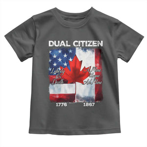Funny Canadian American Toddler T Shirt Dual Citizen Liberty Or Death A Mari Usque Ad Mare TS11 Dark Heather Print Your Wear