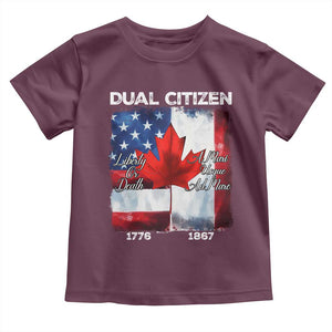 Funny Canadian American Toddler T Shirt Dual Citizen Liberty Or Death A Mari Usque Ad Mare TS11 Maroon Print Your Wear