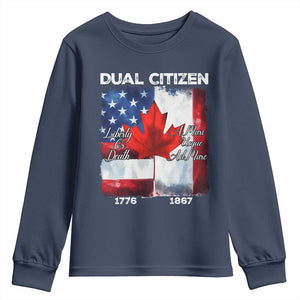Funny Canadian American Youth Sweatshirt Dual Citizen Liberty Or Death A Mari Usque Ad Mare TS11 Navy Print Your Wear