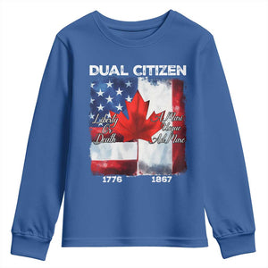 Funny Canadian American Youth Sweatshirt Dual Citizen Liberty Or Death A Mari Usque Ad Mare TS11 Royal Blue Print Your Wear