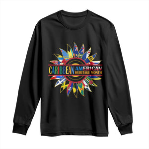 Funny Caribbean American Heritage Month Long Sleeve Shirt Flower TS11 Black Print Your Wear
