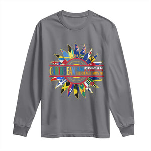 Funny Caribbean American Heritage Month Long Sleeve Shirt Flower TS11 Charcoal Print Your Wear