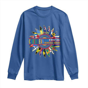 Funny Caribbean American Heritage Month Long Sleeve Shirt Flower TS11 Royal Blue Print Your Wear
