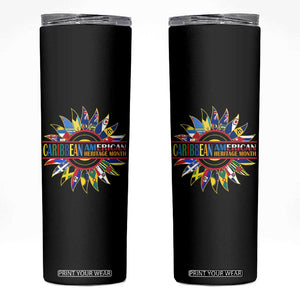 Funny Caribbean American Heritage Month Skinny Tumbler Flower TS11 Black Print Your Wear
