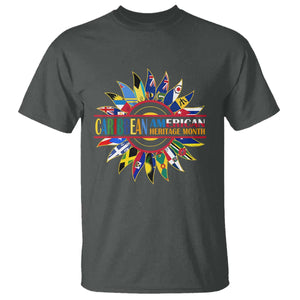 Funny Caribbean American Heritage Month T Shirt Flower TS11 Dark Heather Print Your Wear