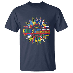 Funny Caribbean American Heritage Month T Shirt Flower TS11 Navy Print Your Wear