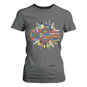 Funny Caribbean American Heritage Month T Shirt For Women Flower TS11 Dark Heather Print Your Wear