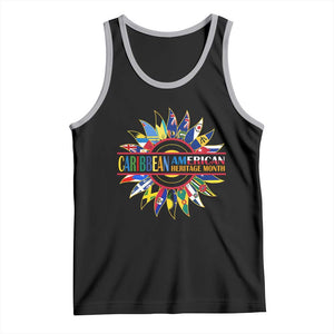 Funny Caribbean American Heritage Month Tank Top Flower TS11 Black Athletic Heather Print Your Wear