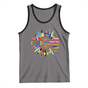 Funny Caribbean American Heritage Month Tank Top Flower TS11 Deep Heather Black Print Your Wear