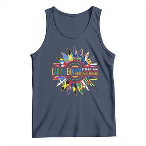 Funny Caribbean American Heritage Month Tank Top Flower TS11 Navy Print Your Wear