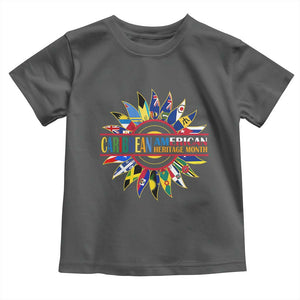Funny Caribbean American Heritage Month Toddler T Shirt Flower TS11 Dark Heather Print Your Wear