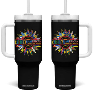 Funny Caribbean American Heritage Month Tumbler With Handle Flower TS11 One Size: 40 oz Black Print Your Wear