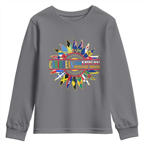 Funny Caribbean American Heritage Month Youth Sweatshirt Flower TS11 Charcoal Print Your Wear