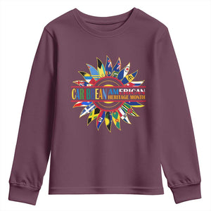 Funny Caribbean American Heritage Month Youth Sweatshirt Flower TS11 Maroon Print Your Wear