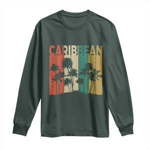 Funny Caribbean Vintage Palm Tree Sunset Summer Beach Vacation Long Sleeve Shirt TS11 Dark Forest Green Print Your Wear