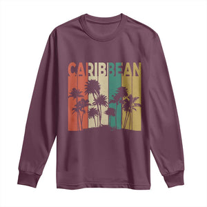Funny Caribbean Vintage Palm Tree Sunset Summer Beach Vacation Long Sleeve Shirt TS11 Maroon Print Your Wear