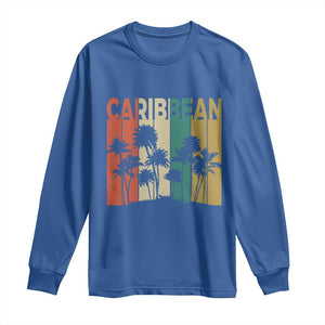 Funny Caribbean Vintage Palm Tree Sunset Summer Beach Vacation Long Sleeve Shirt TS11 Royal Blue Print Your Wear