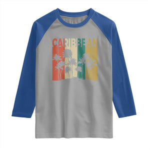 Funny Caribbean Vintage Palm Tree Sunset Summer Beach Vacation Raglan Shirt TS11 Sport Gray Royal Print Your Wear