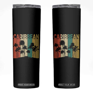 Funny Caribbean Vintage Palm Tree Sunset Summer Beach Vacation Skinny Tumbler TS11 Black Print Your Wear