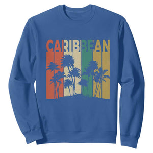 Funny Caribbean Vintage Palm Tree Sunset Summer Beach Vacation Sweatshirt TS11 Royal Blue Print Your Wear