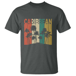 Funny Caribbean Vintage Palm Tree Sunset Summer Beach Vacation T Shirt TS11 Dark Heather Print Your Wear